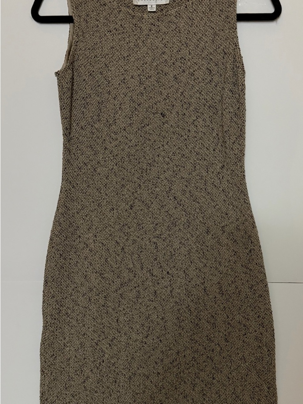 St. John Collection Taupe Tweed Midi Shift Dress